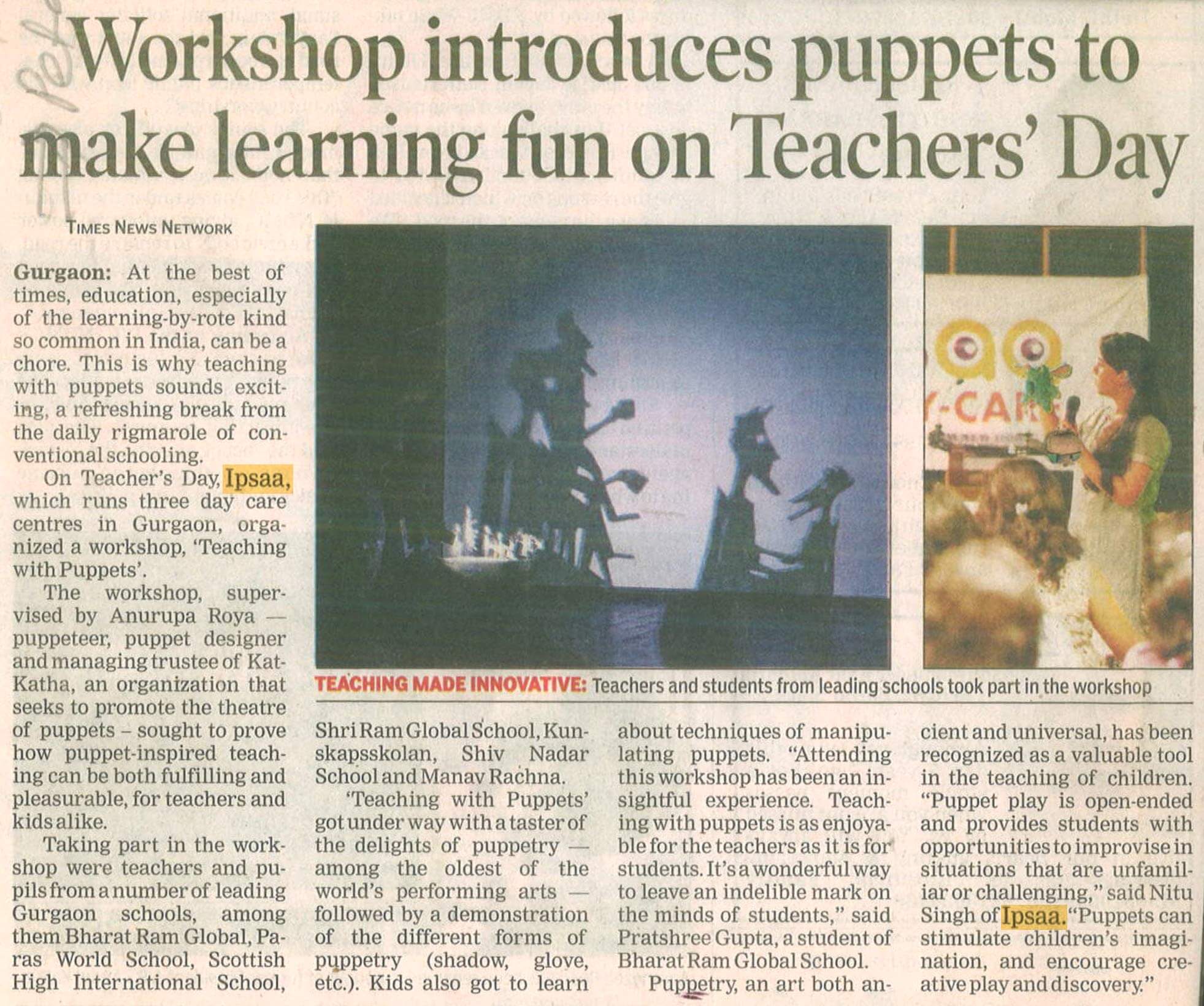 Workshop introduces puppets to make learning fun on Teachers’ Day